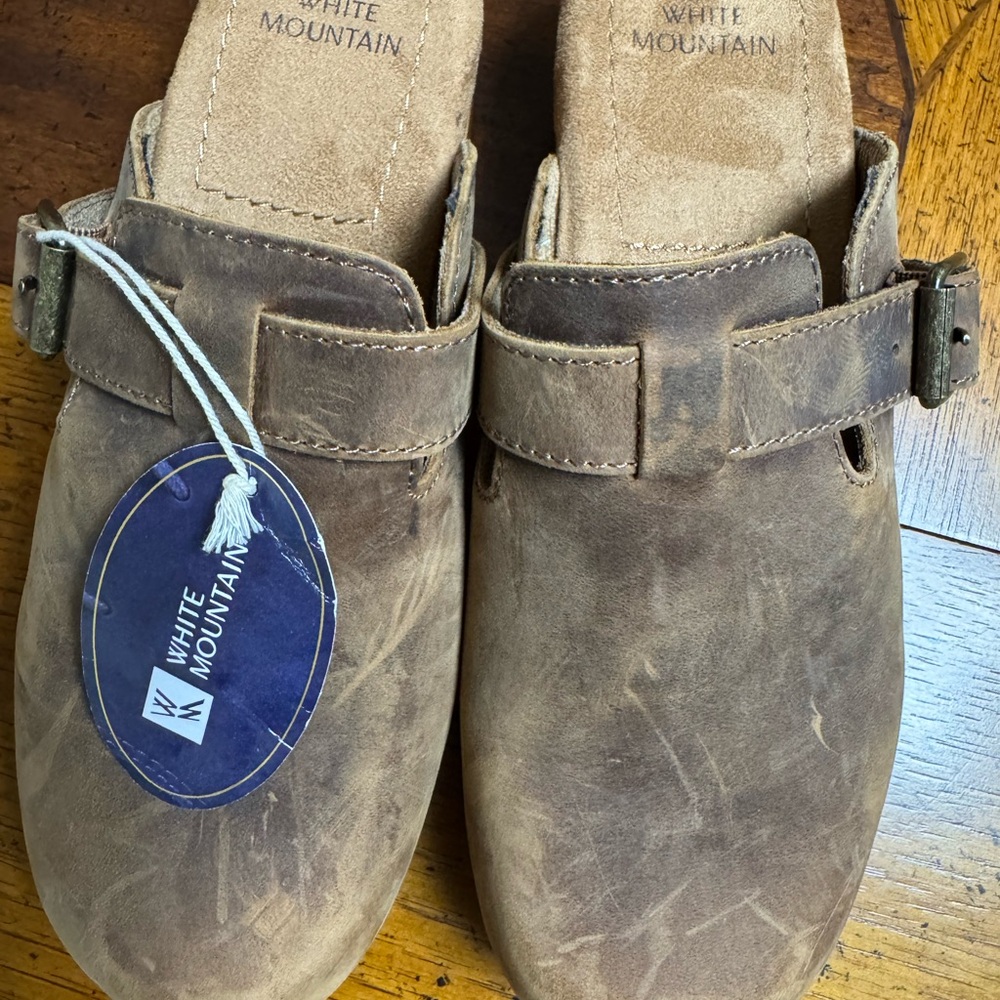 White Mountain Brown Suede Buckle Clogs - Picture 3 of 7
